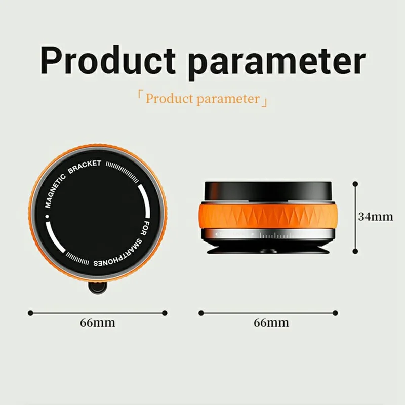 K10B Phone Stand Holder Magnetic Mount Zinc Alloy Compact Portable for Smartphones - Orange