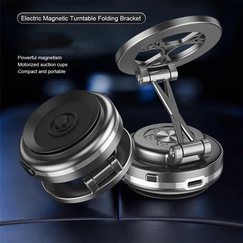 C6 Rotatable Vacuum Suction Phone Stand Foldable Magnetic Phone Holder Adjustable Angle - Grey