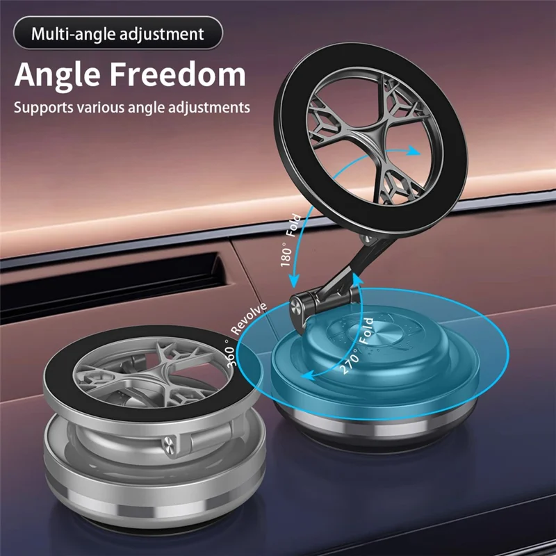 C6 Rotatable Vacuum Suction Phone Stand Foldable Magnetic Phone Holder Adjustable Angle - Grey
