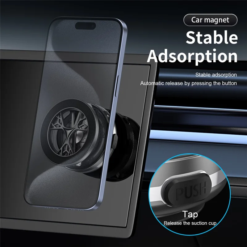 C6 Rotatable Vacuum Suction Phone Stand Foldable Magnetic Phone Holder Adjustable Angle - Grey