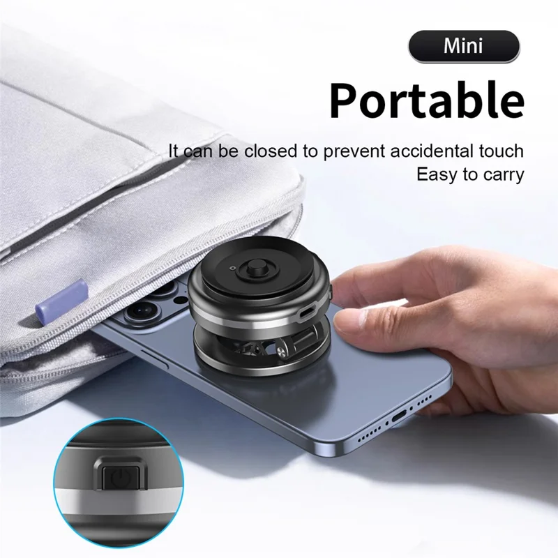 C6 Rotatable Vacuum Suction Phone Stand Foldable Magnetic Phone Holder Adjustable Angle - Grey
