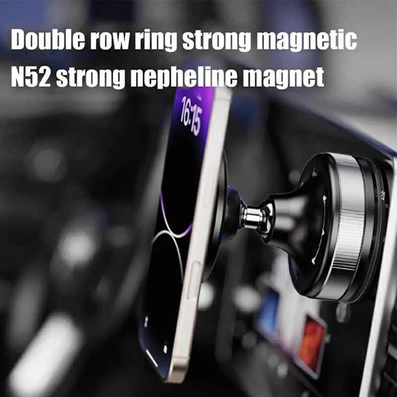 T29 Magnetic Car Phone Mount Suction Cup Holder Dashboard Windshield Adjustable Phone Stand - Black