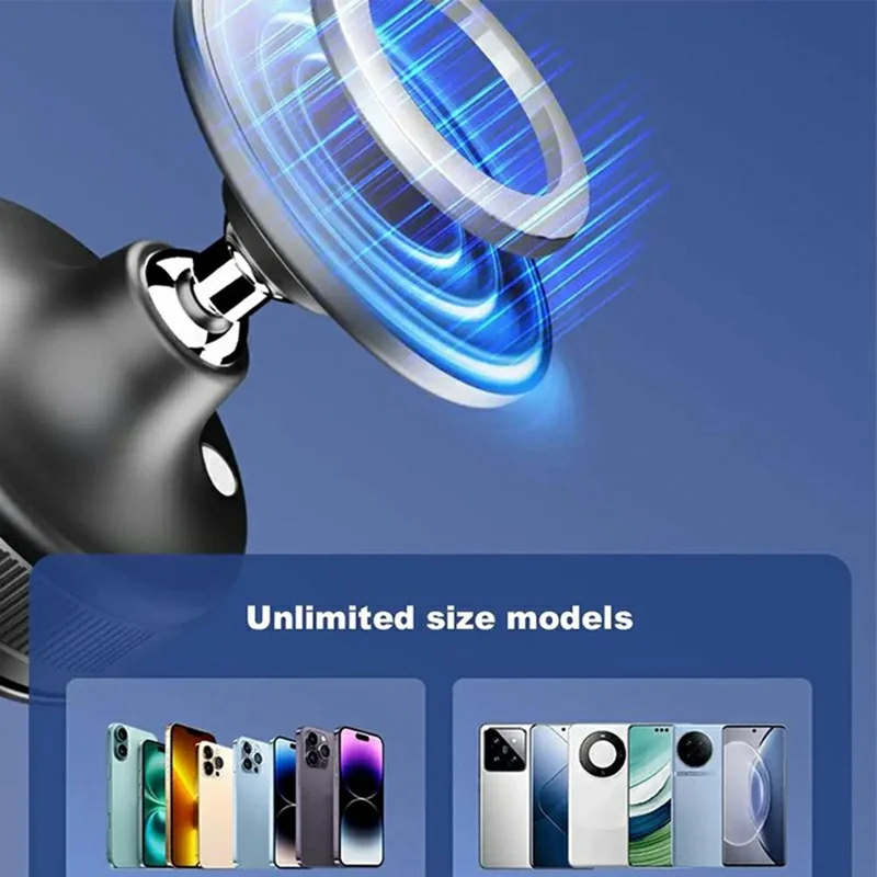 T29 Magnetic Car Phone Mount Suction Cup Holder Dashboard Windshield Adjustable Phone Stand - Black