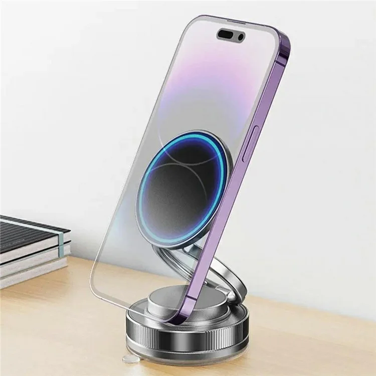 T28 Multifunctional Car Phone Holder Desktop Vacuum Suction Magnetic Stand For Vehicle  /  Home Use - Black
