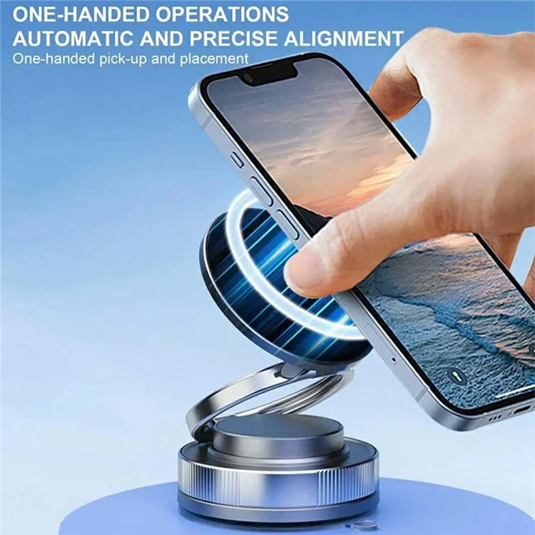 T28 Multifunctional Car Phone Holder Desktop Vacuum Suction Magnetic Stand For Vehicle  /  Home Use - Black