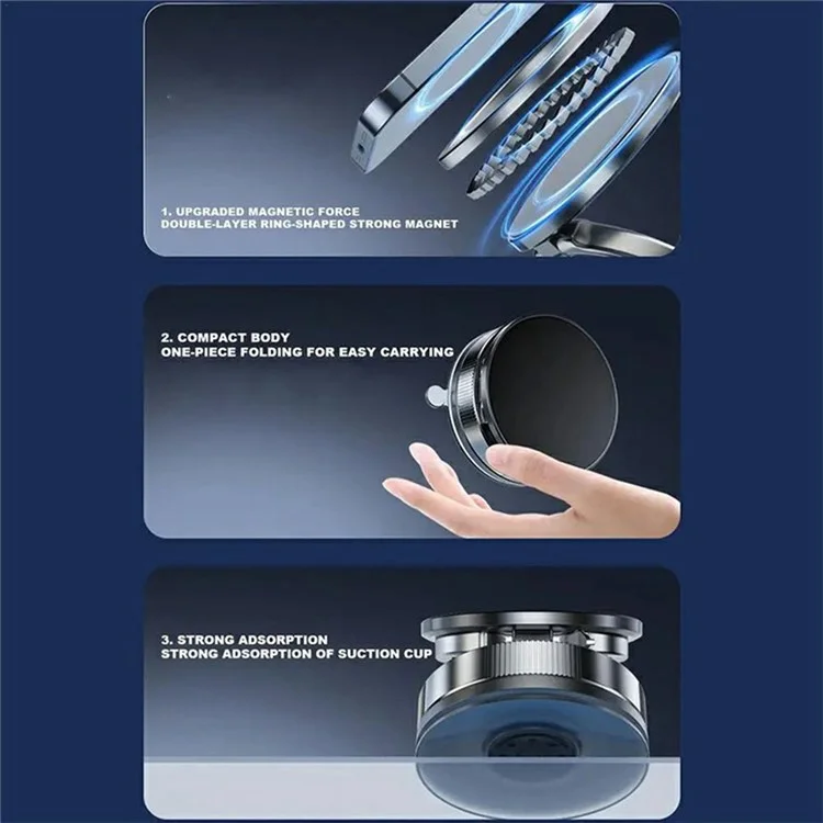 T28 Multifunctional Car Phone Holder Desktop Vacuum Suction Magnetic Stand For Vehicle  /  Home Use - Black