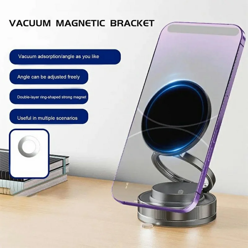 T28 Multifunctional Car Phone Holder Desktop Vacuum Suction Magnetic Stand For Vehicle  /  Home Use - White