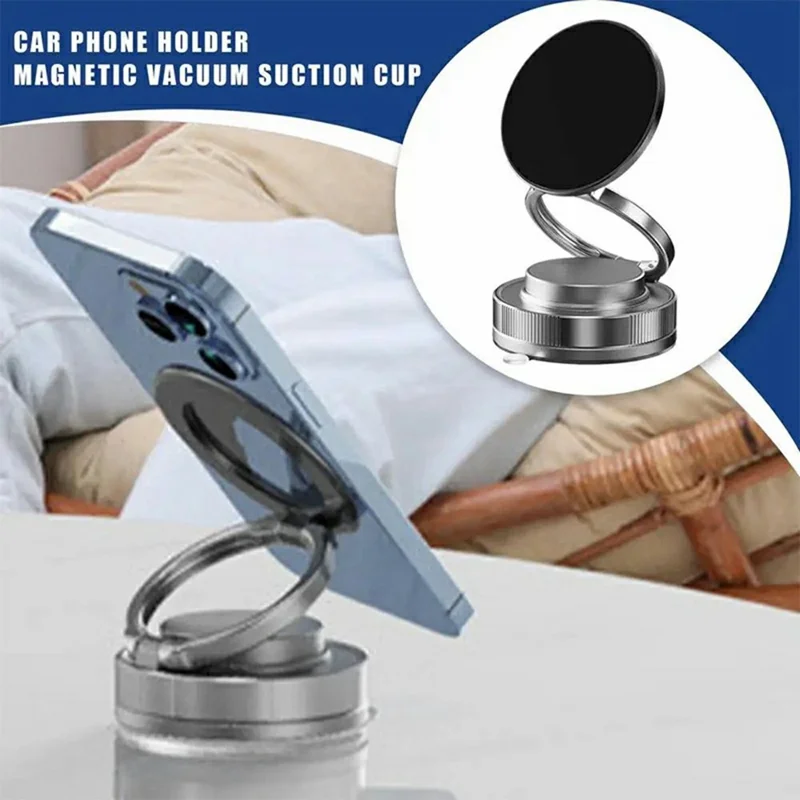 T28 Multifunctional Car Phone Holder Desktop Vacuum Suction Magnetic Stand For Vehicle  /  Home Use - White