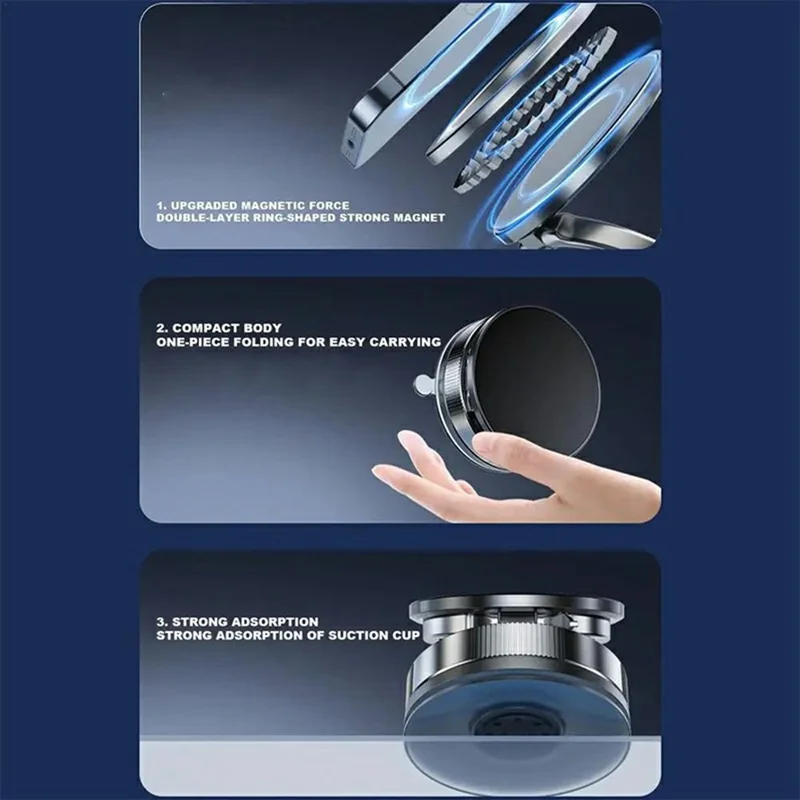 T28 Multifunctional Car Phone Holder Desktop Vacuum Suction Magnetic Stand For Vehicle  /  Home Use - White