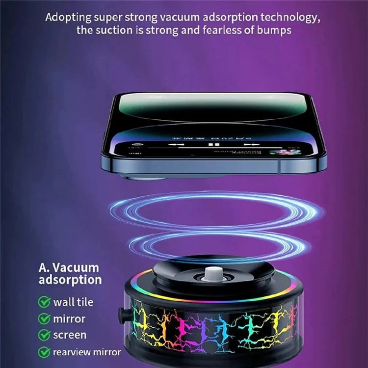 X12 Magnetic Car Dashboard Phone Holder Navigation Mount Vacuum Suction Cup Stand with Colorful Crackle Light