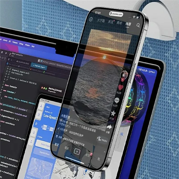 X12 Magnetic Car Dashboard Phone Holder Navigation Mount Vacuum Suction Cup Stand with Colorful Crackle Light