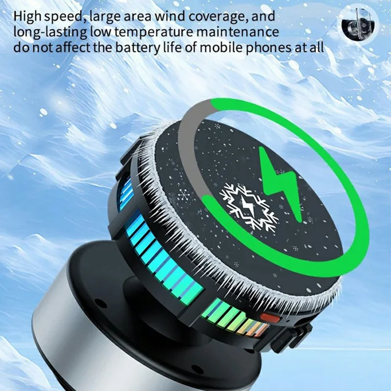 X19 360 Degree Rotation Car Phone Holder 15W Wireless Charging Vacuum Suction Cooling Magnetic Phone Stand - Silver