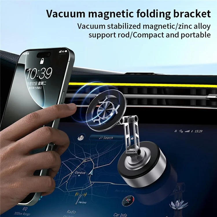 X91 Car Dashboard Magnetic Phone Mount Holder 360 Degree Rotation Navigation Stand - Silver