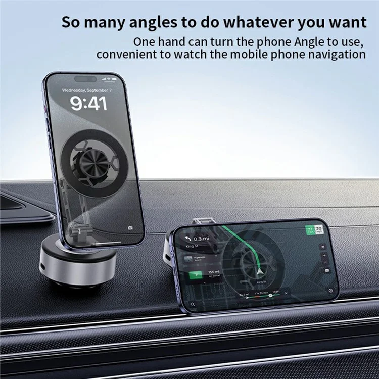 X91 Car Dashboard Magnetic Phone Mount Holder 360 Degree Rotation Navigation Stand - Silver
