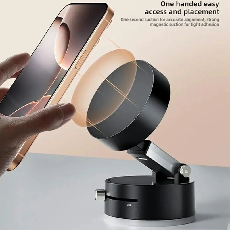 P1 Vacuum Suction Cup Phone Holder Magnetic Foldable Car Desktop Cellphone Stand - Pink