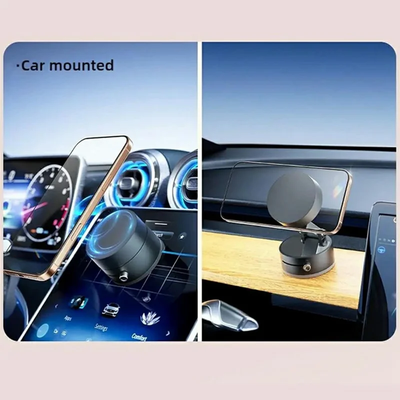 P1 Vacuum Suction Cup Phone Holder Magnetic Foldable Car Desktop Cellphone Stand - Pink
