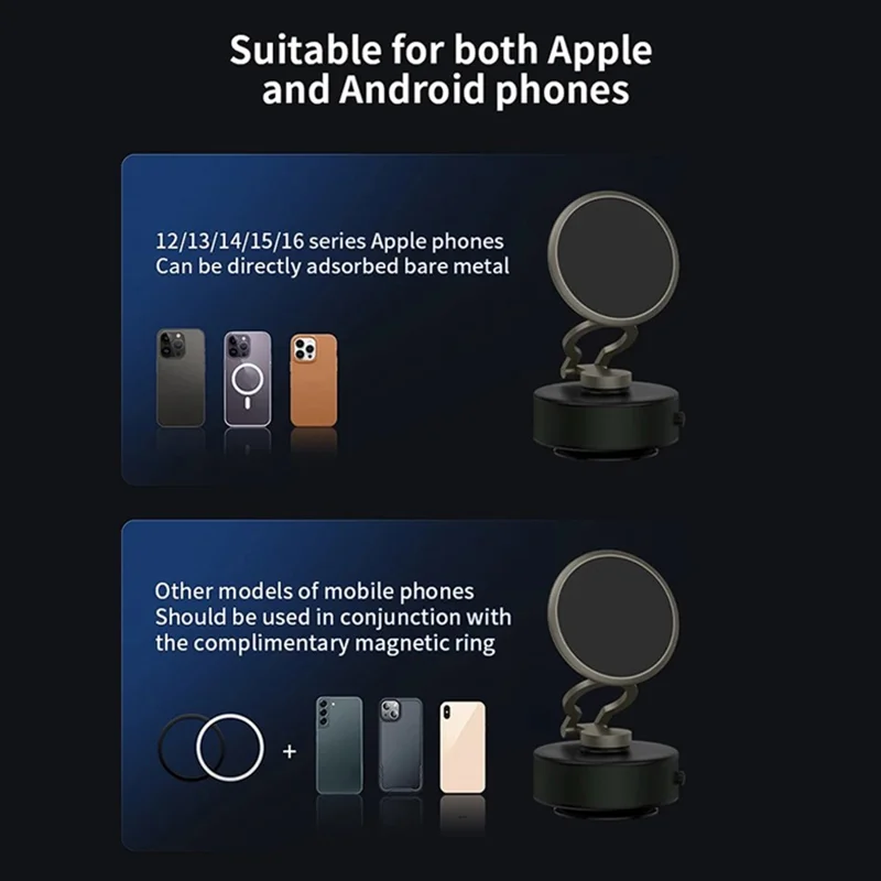 D2 Car Phone Holder 3-Axis Folding Magnetic Suction Cup 360 Degree Rotation Phone Stand