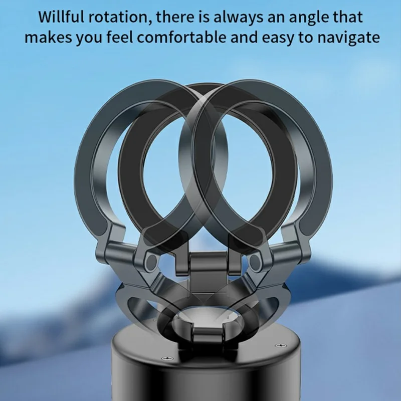 D1 Foldable Magnetic Car Dashboard Phone Holder Universal Vacuum Suction Navigation Stand - Black