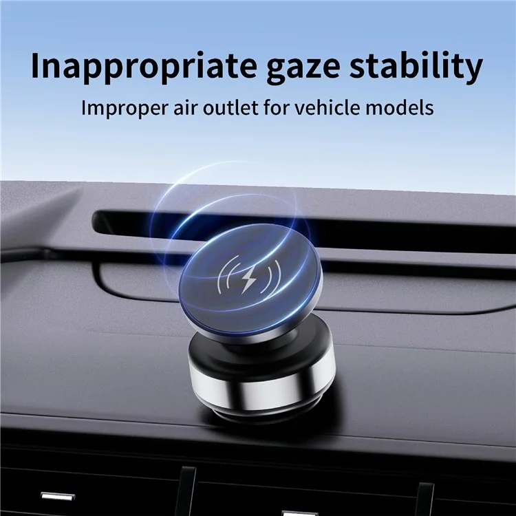 X9C Car Magnetic Suction Vacuum Phone Holder 360 Degree Rotation Wireless Charging Navigation Stand - Silver