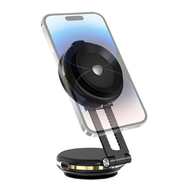 T50 Dual Suction Cup Car Dashboard Windshield Phone Holder Vacuum Adhesion Navigation Stand - Black+Gold