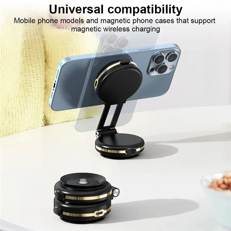 T50 Dual Suction Cup Car Dashboard Windshield Phone Holder Vacuum Adhesion Navigation Stand - Black+Gold