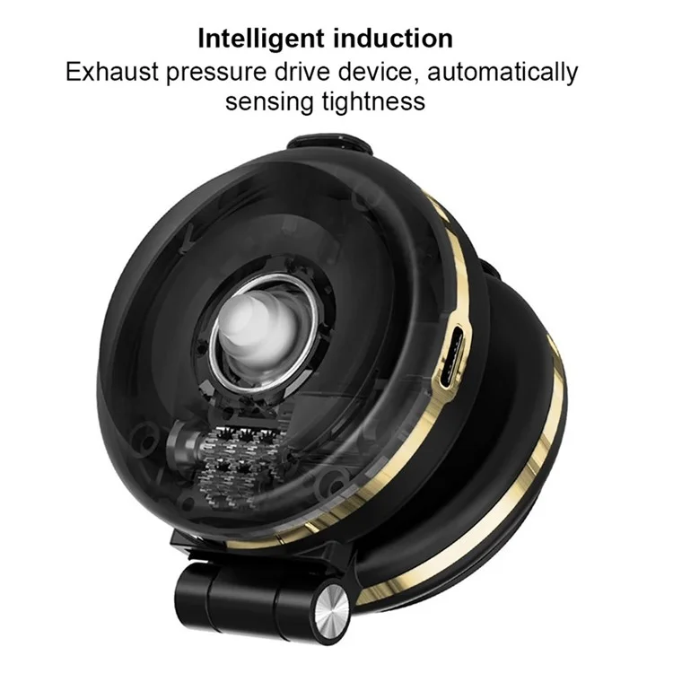 T50 Dual Suction Cup Car Dashboard Windshield Phone Holder Vacuum Adhesion Navigation Stand - Black+Gold