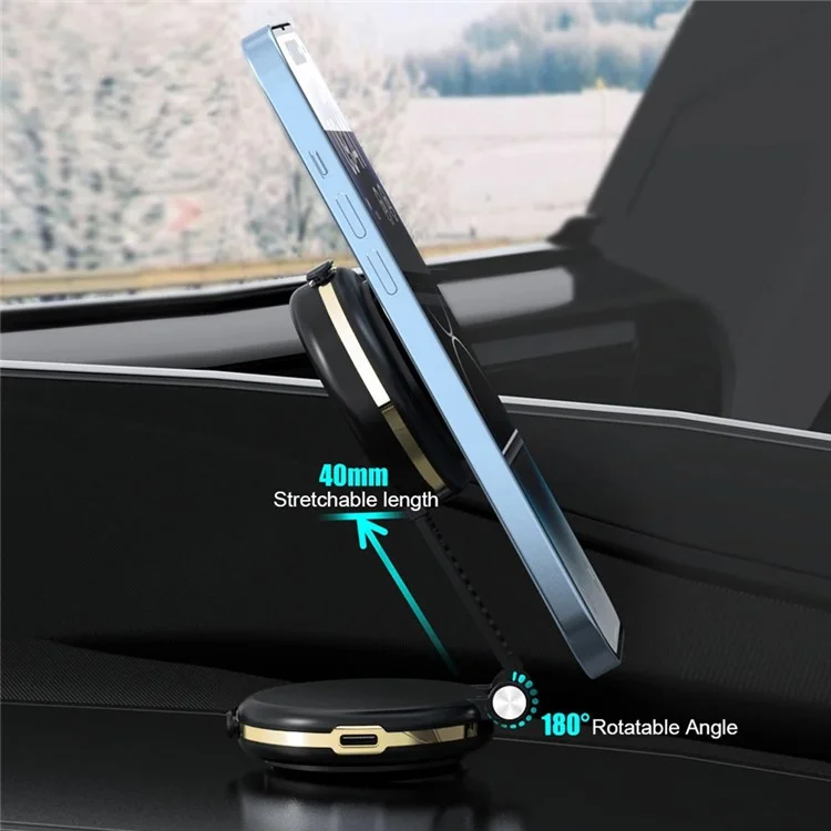 T50 Dual Suction Cup Car Dashboard Windshield Phone Holder Vacuum Adhesion Navigation Stand - Black+Gold