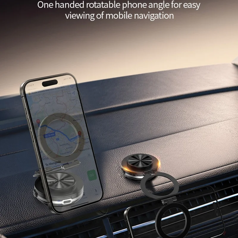 C2 Car Phone Holder Air Vent Dashboard Windshield Foldable Magnetic Cellphone Stand - Black