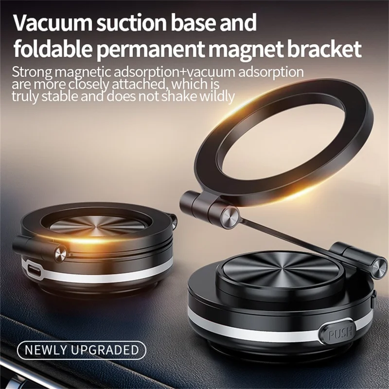 C2 Car Phone Holder Air Vent Dashboard Windshield Foldable Magnetic Cellphone Stand - Black