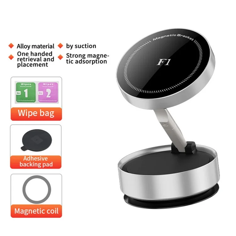 Support de téléphone universel F1 magnétique pour voiture, fixation tableau de bord avec forte adhérence pour navigation - Argent