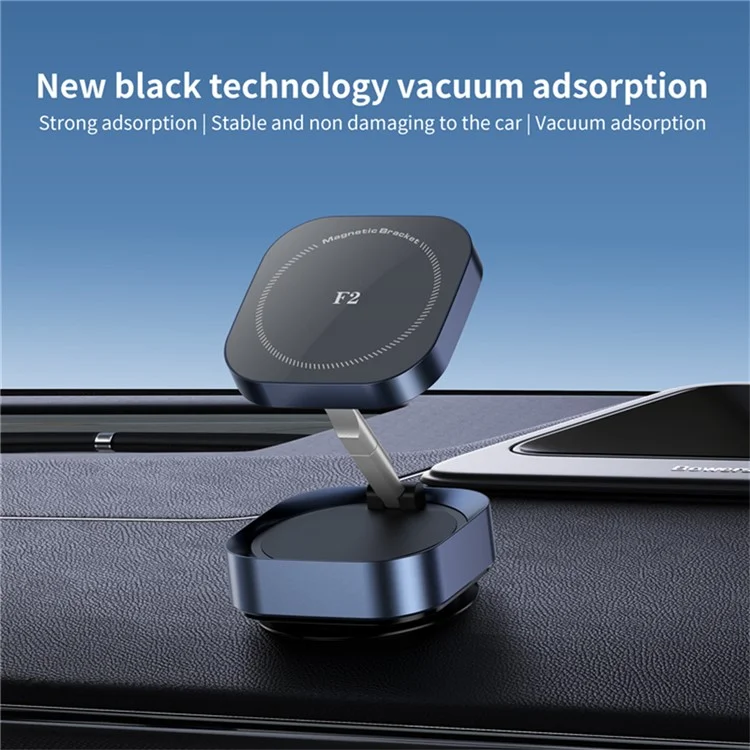 F2 Adjustable Foldable Stand Strong Magnet Vacuum Suction Car Dashboard Windshield Phone Holder - Tarnish