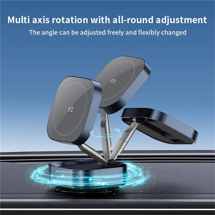 F2 Adjustable Foldable Stand Strong Magnet Vacuum Suction Car Dashboard Windshield Phone Holder - Tarnish