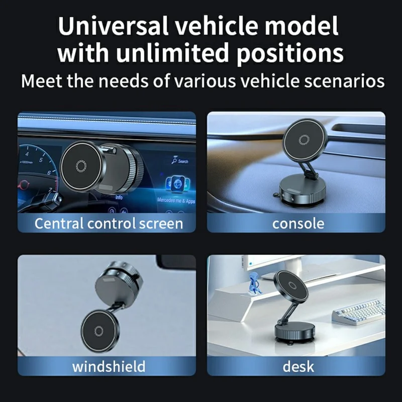 Q11 Universal Phone Holder Car Dashboard Mount Mechanical Magnetic Vacuum Suction Navigation Stand - Black