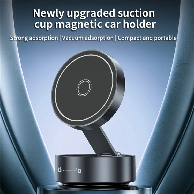 Soporte Universal Magnético Plegable Q12 para Móvil con Ventosa para Navegación de Smartphone - Negro