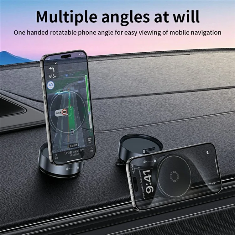 Soporte Universal Magnético Plegable Q12 para Móvil con Ventosa para Navegación de Smartphone - Negro