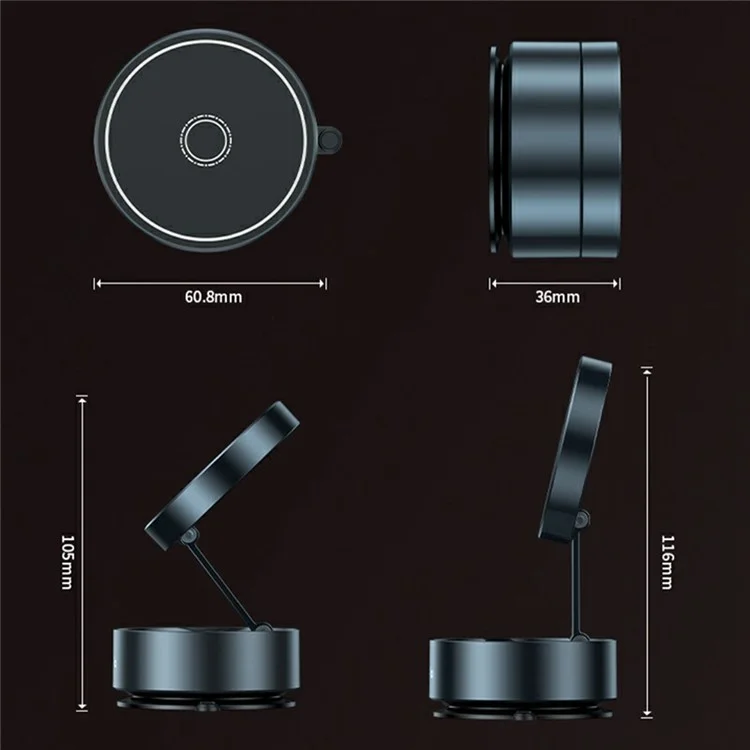 Soporte Universal Magnético Plegable Q12 para Móvil con Ventosa para Navegación de Smartphone - Negro