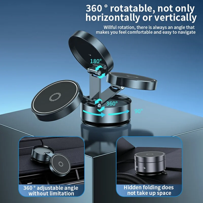 Q12 Universal Car Phone Holder Magnetic Foldable Suction Cup Adjustable Smartphone Navigation Stand - Silver