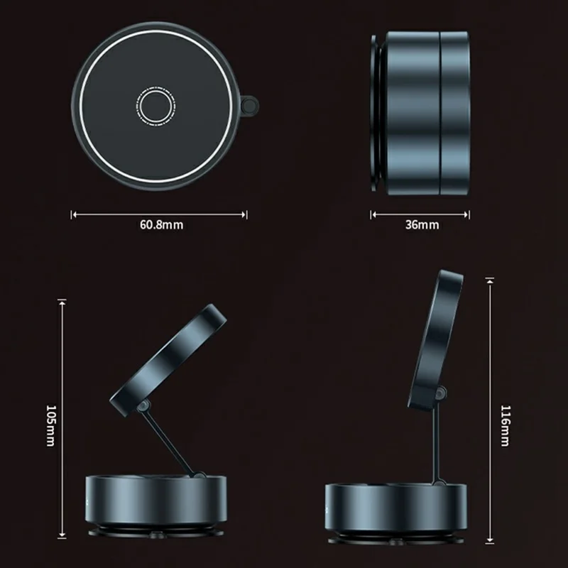 Q12 Universal Car Phone Holder Magnetic Foldable Suction Cup Adjustable Smartphone Navigation Stand - Silver