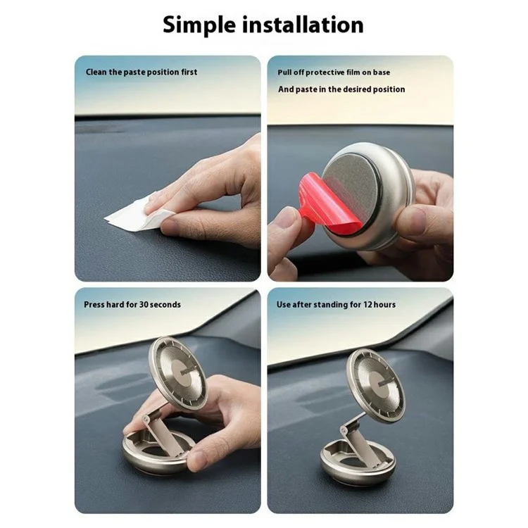 MOMAX Pac Mount Universal Transparent Magnetic Rotating Car Mount Phone Holder Foldable Bracket - Titanium Gold