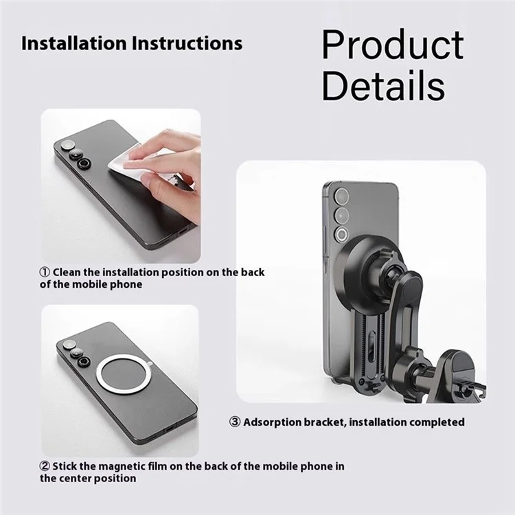 V004 Compatible with MagSafe Car Phone Holder Air Vent Mount Adjustable Angle Cellphone Bracket