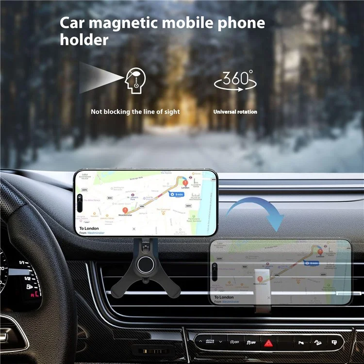 V005 Compatible with MagSafe Car Phone Mount 360 Degree Rotatable Air Vent Holder Bracket - Gear Type