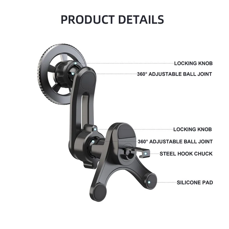 V005 Compatible with MagSafe Car Phone Mount 360 Degree Rotatable Air Vent Holder Bracket - Gear Type