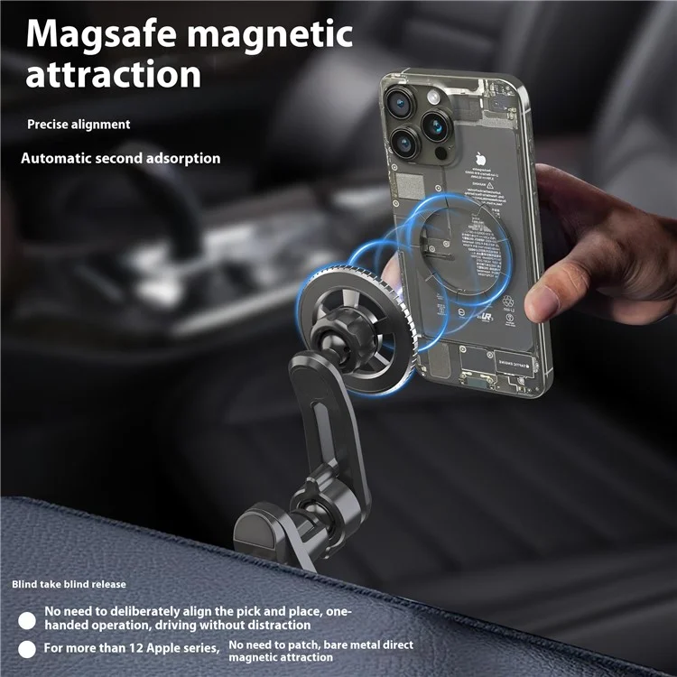 V005 Compatible with MagSafe Car Phone Mount 360 Degree Rotatable Air Vent Holder Bracket - Gear Type