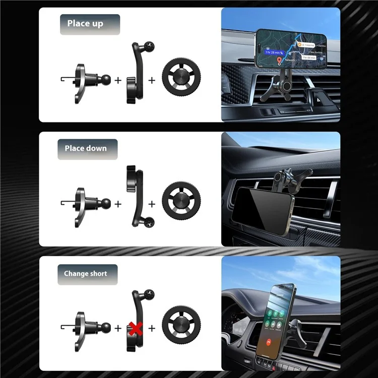 V005 Compatible with MagSafe Car Phone Mount 360 Degree Rotatable Air Vent Holder Bracket - Gear Type