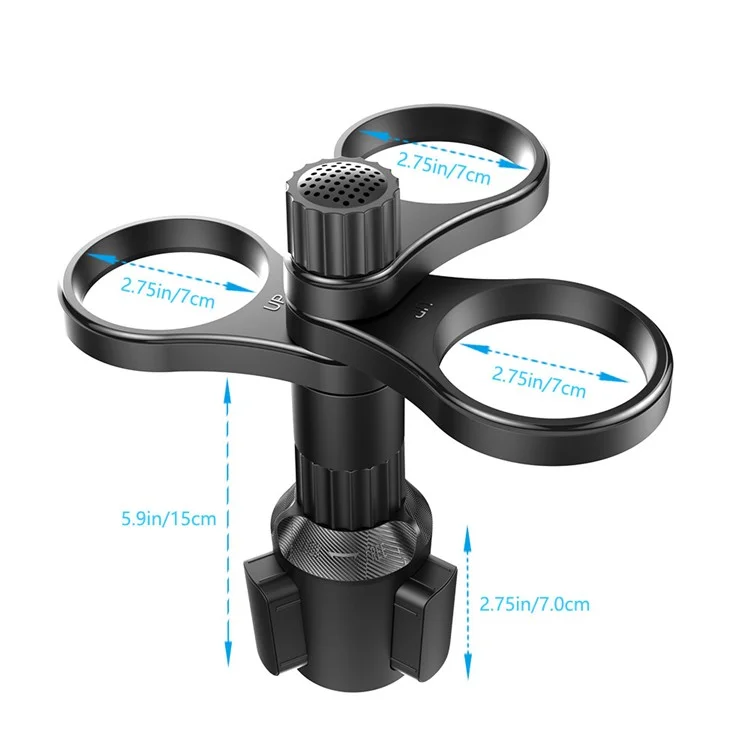 Soporte para Bebidas B15 de Plástico para Coche, Portavasos Giratorio 360 Grados con 3 Anillos
