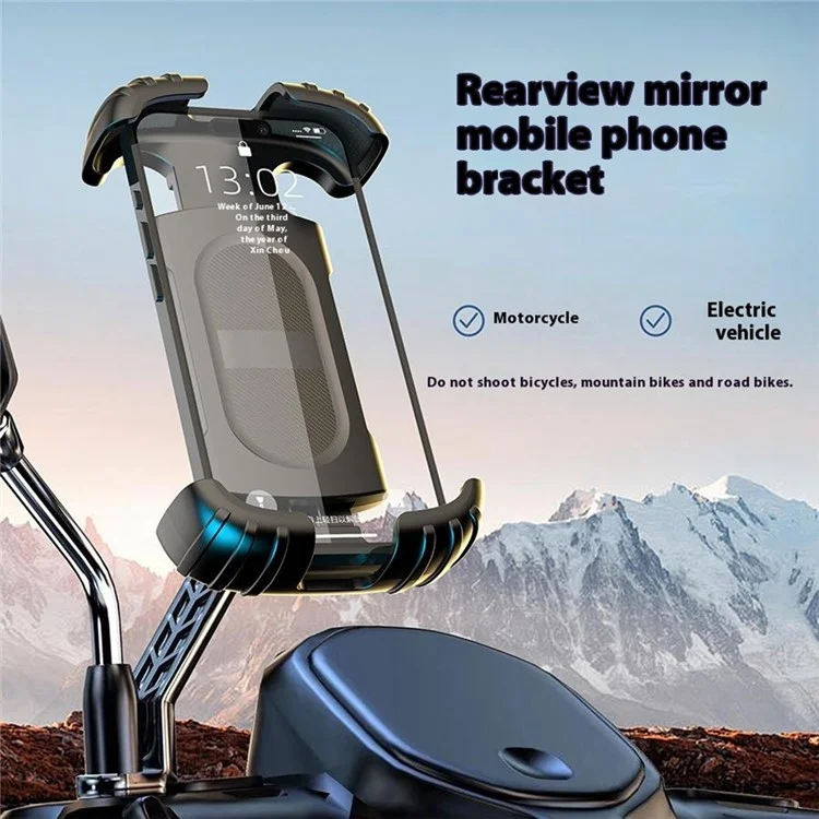 Z012 Motorcycle Bicycle Rearview Mirror Phone Mount 360 Degree Rotation Universal Cellphone Holder