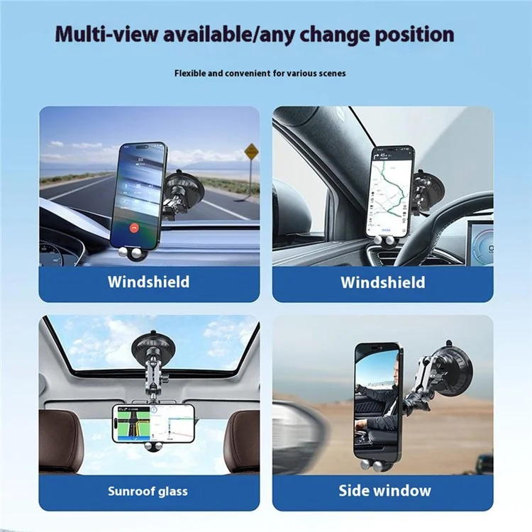 X037 Short Type Compatible with MagSafe Car Phone Holder Suction Cup Base Long Arm Cellphone Bracket