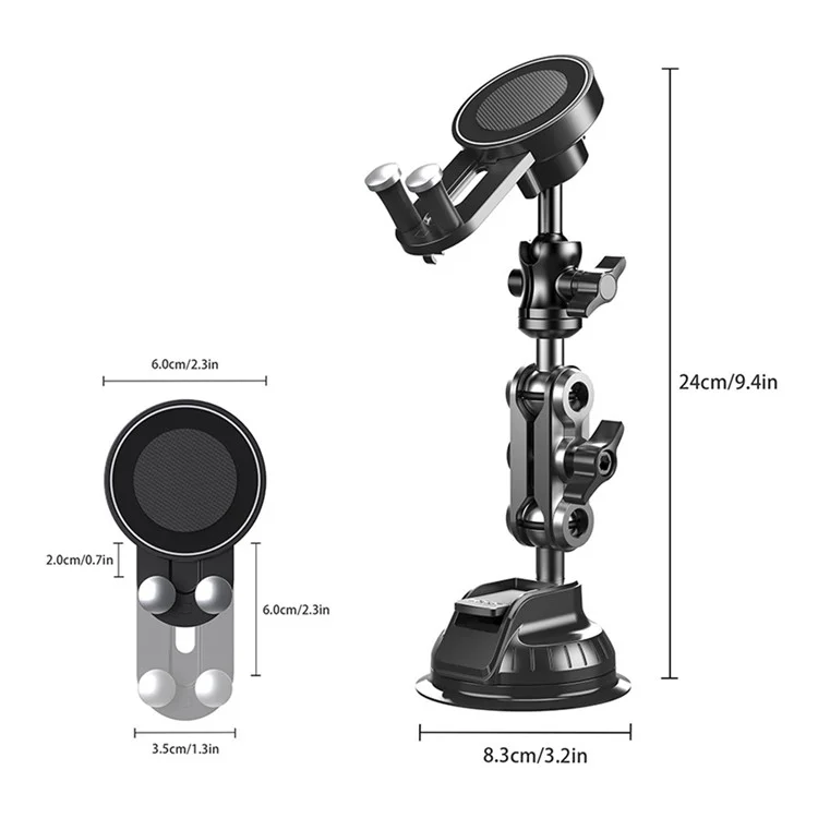 X037 Short Type Compatible with MagSafe Car Phone Holder Suction Cup Base Long Arm Cellphone Bracket