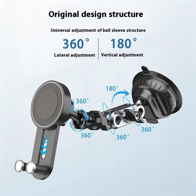 X037 Short Type Compatible with MagSafe Car Phone Holder Suction Cup Base Long Arm Cellphone Bracket