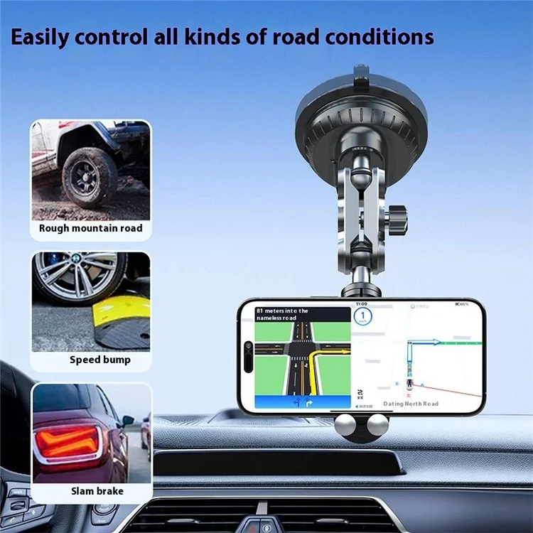 X037 Short Type Compatible with MagSafe Car Phone Holder Suction Cup Base Long Arm Cellphone Bracket